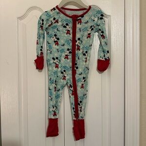 Little Sleepies Disney Mickey Winter Wonderland Zippy Pajamas 3-6 Mo